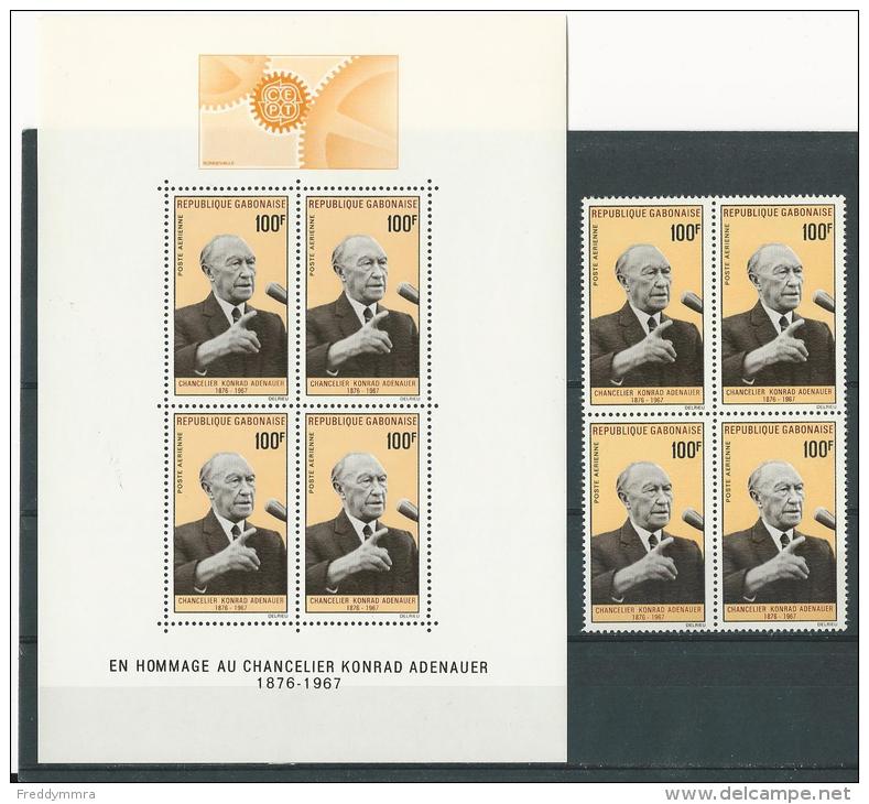 Gabon: PA 65** (bloc De 4) + BF 9 **  Chancelier Konrad Adenauer - Gabon (1960-...)