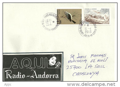 Belle Lettre De La Poste Locale De St Julia , Adressée En Catalogne (t-p Oiseau Pouillot De Bonelli) Andorra. - Storia Postale