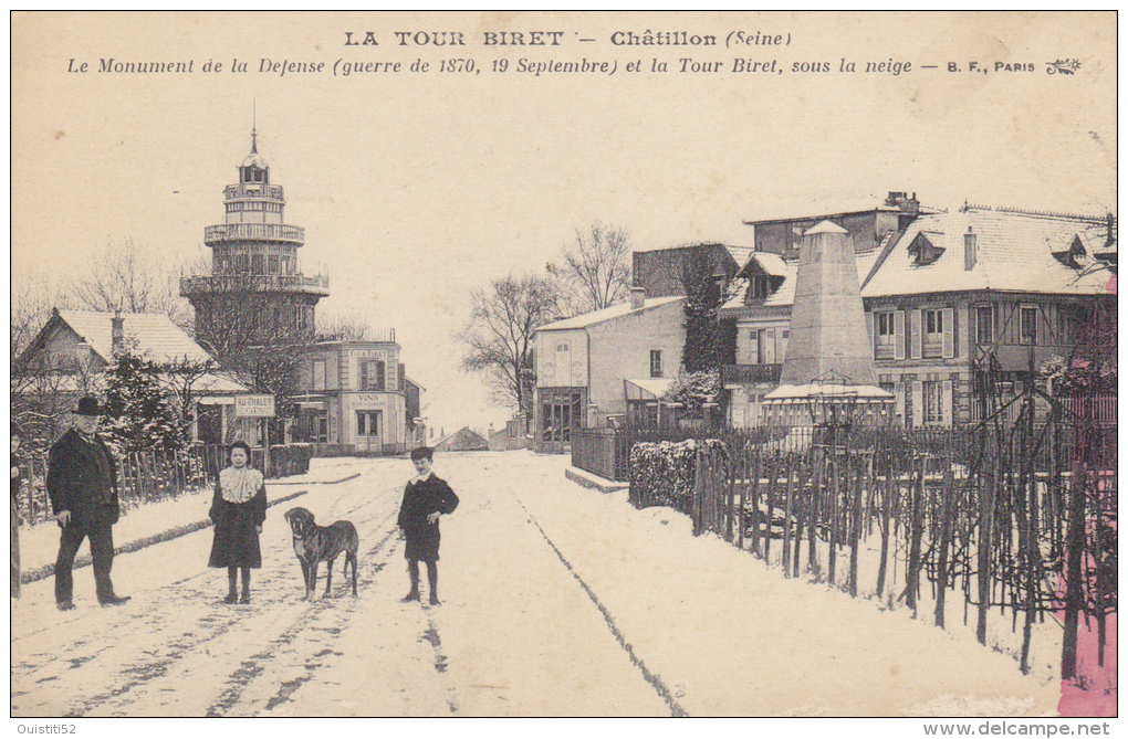 Chatillon La Tour Biret Monument Defense Guerre 1870 Sous La Neige Animée ( Trace Blanche Bas ) - Châtillon