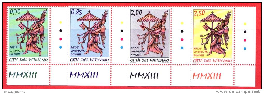 NUOVO - VATICANO - 2013 - Sede Vacante - Stemma Della Camera Apostolica - 4 Val- Serie Completa - Angolo - Unused Stamps