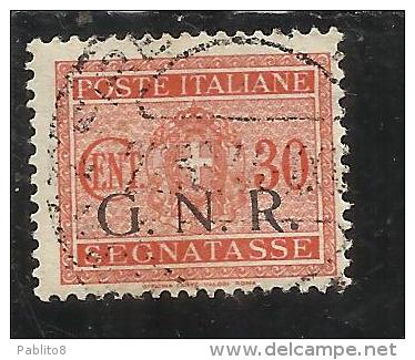 ITALY KINGDOM ITALIA REGNO 1944 REPUBBLICA SOCIALE ITALIANA RSI TASSE TAXES SEGNATASSE GNR CENT. 30 TIMBRATO USED - Taxe