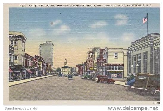 North Carolina Fayetteville Hay Street Looking Towards Old Market House Post Office To Right - Fayetteville