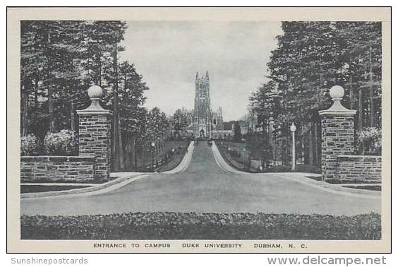 North Carolina Durham Entrance To Campus Duke University Albertype - Durham