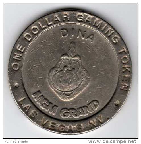 Slot Machine Gaming Token : Casino MGM Grand Las Vegas $1 Dina 1993 - Casino