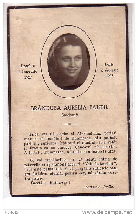 Italie - Image Religieuse Photo De BRANDUSA AURELIA PANFIN En Médaillon - Dorohot 1Januarie 1927 ... - Au Dos LA VIE - Images Religieuses