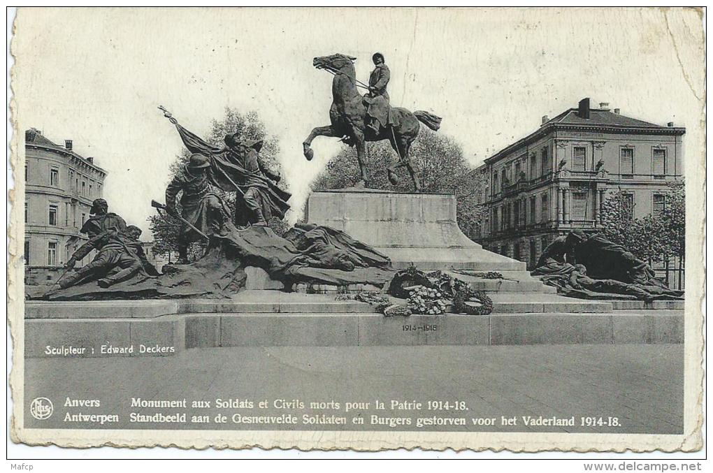 ANVERS - MONUMENT AUX SOLDATS ET CIVILS MORTS POUR LA PATRIE 1914-18 - Kriegerdenkmal