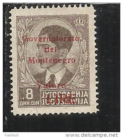 OCCUPAZIONE ITALIANA MONTENEGRO 1942 GOVERNATORATO RED OVERPRINTED SOPRASTAMPA ROSSA LIRE 8 D MNH - Montenegro