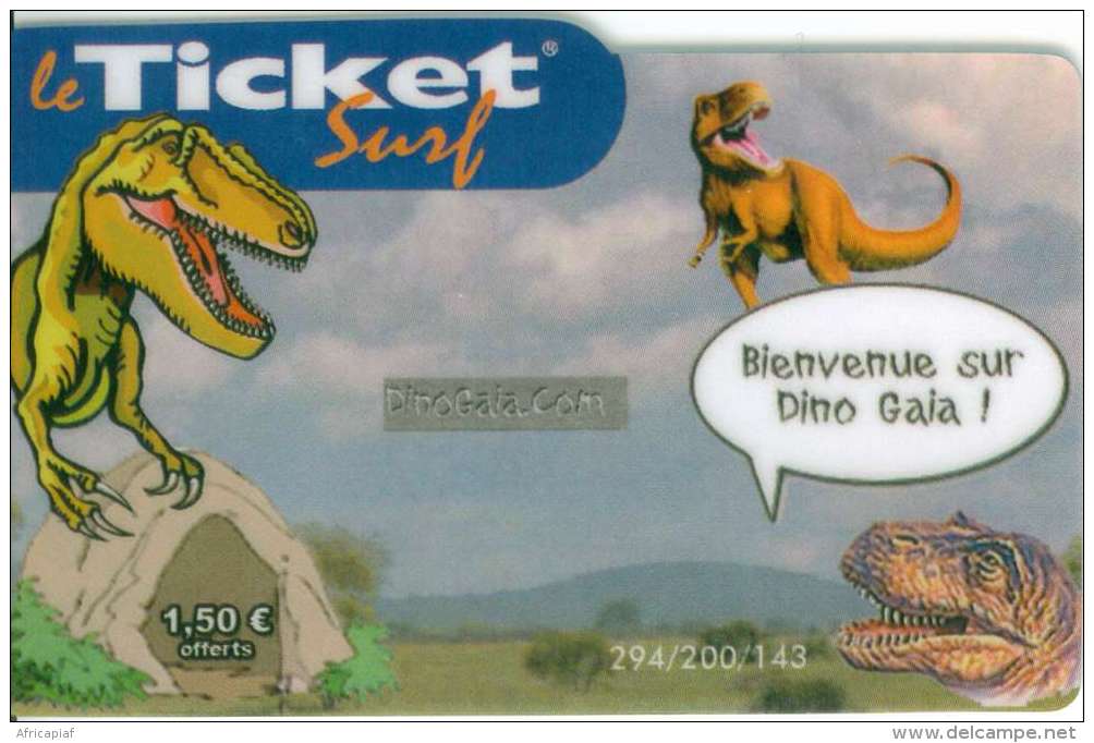 TICKET SURF FT NON GRATTE 200 EX RARE DINOSAURE - Billetes Surf