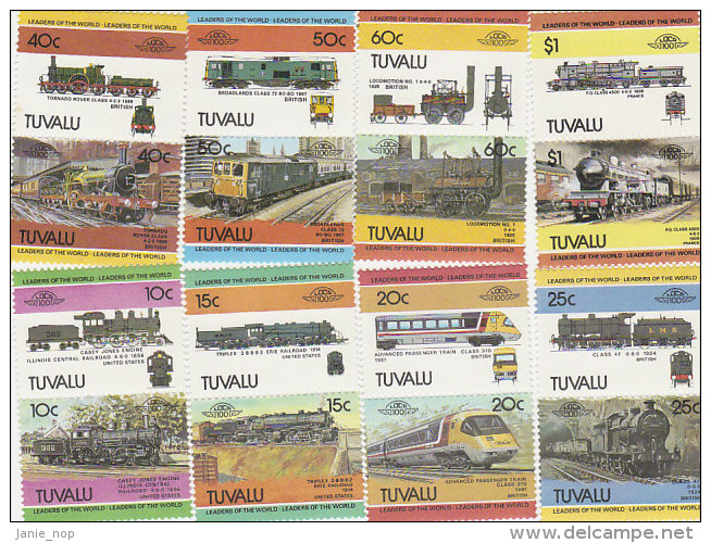 Tuvalu 1984 Trains Part 2 Set  MNH - Tuvalu (fr. Elliceinseln)