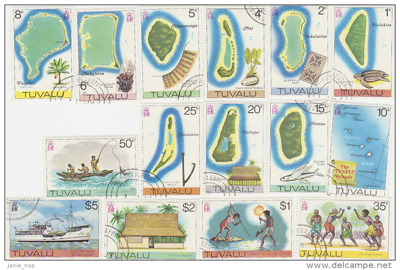 Tuvalu-1976 Definitives To $ 5.00  Watermark Paper Used Set - Tuvalu