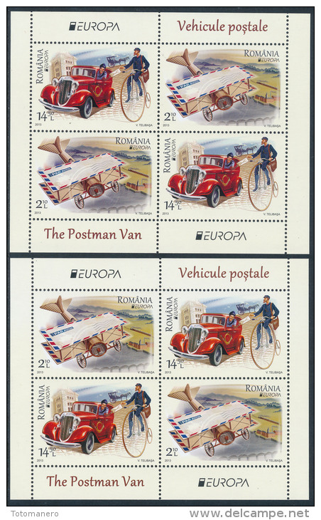 ROMANIA/Rumänien, EUROPA 2013 "The Postman Van" Set Of 2 Minisheets** - 2013