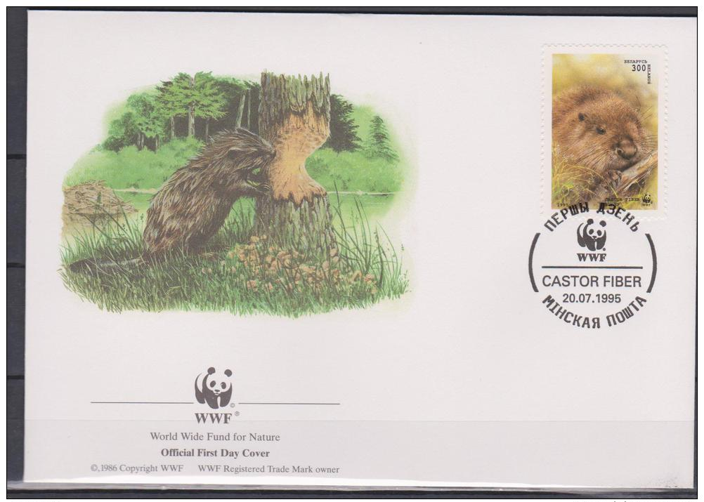 Belarus, 1995, WWF, Beaver, 4 FDC´s - Knaagdieren