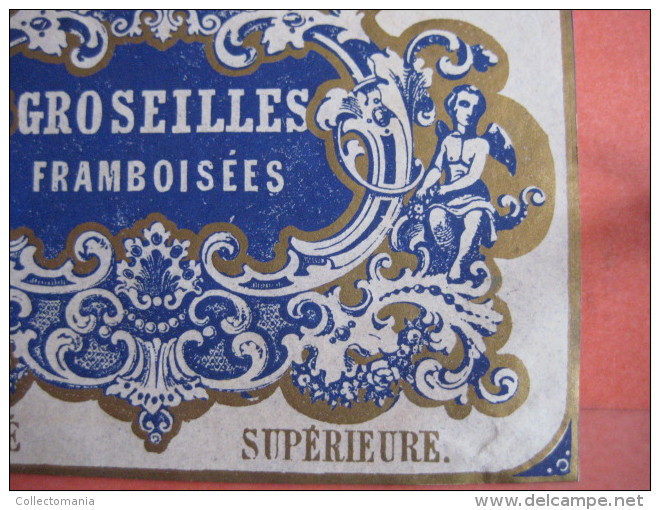 2  XIX ième etiquettes LITHO - GROSEILLE FRAMBOISE ET FABRIQUE  SIROPS ( no good foto, sorry  ) - imprimeur DESPRES