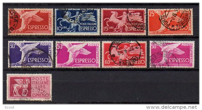 ITALIA - ITALY - ITALIE - 1945-1958 - POSTA ESPRESSO 9 Valori USATI (°) - Express/pneumatic Mail