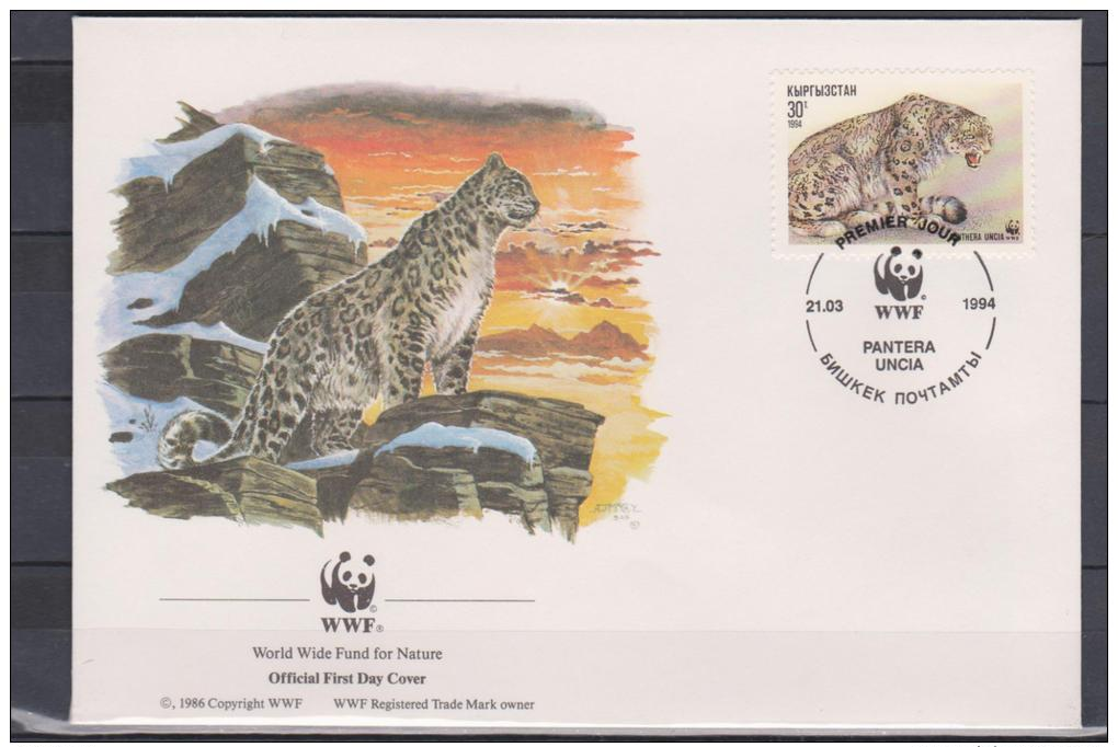 Kyrgyzstan, 1994, WWF, Snow Panther, 4 FDC´s - Felini