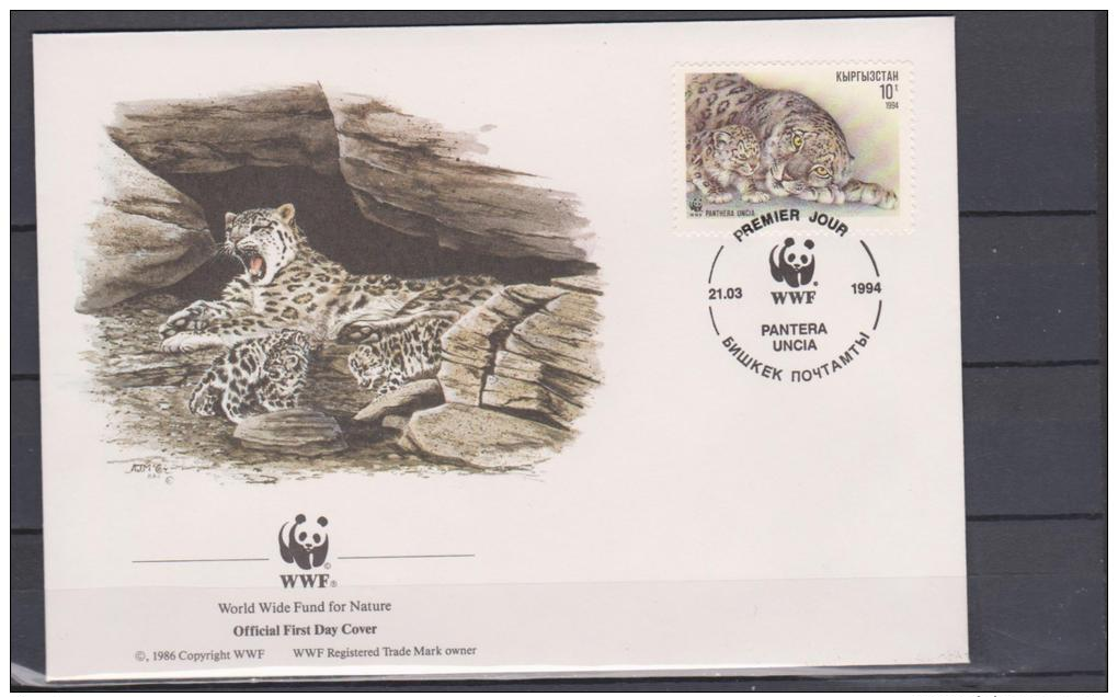 Kyrgyzstan, 1994, WWF, Snow Panther, 4 FDC´s - Roofkatten