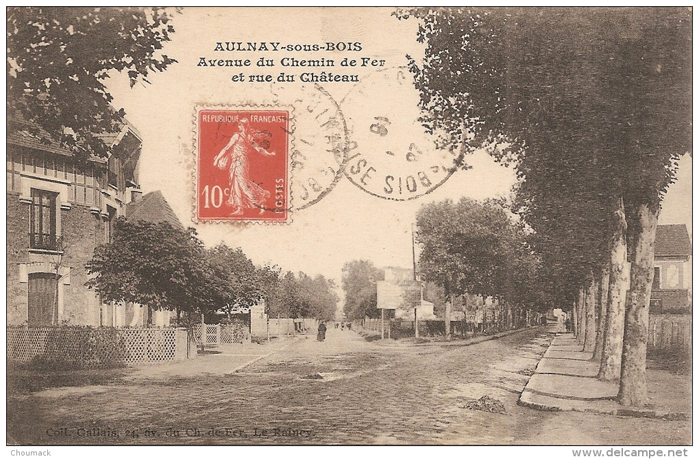 93 AULNAY SOUS BOIS 1916  Avenue Du Chemin De Fer Et Rue Du Château - Aulnay Sous Bois