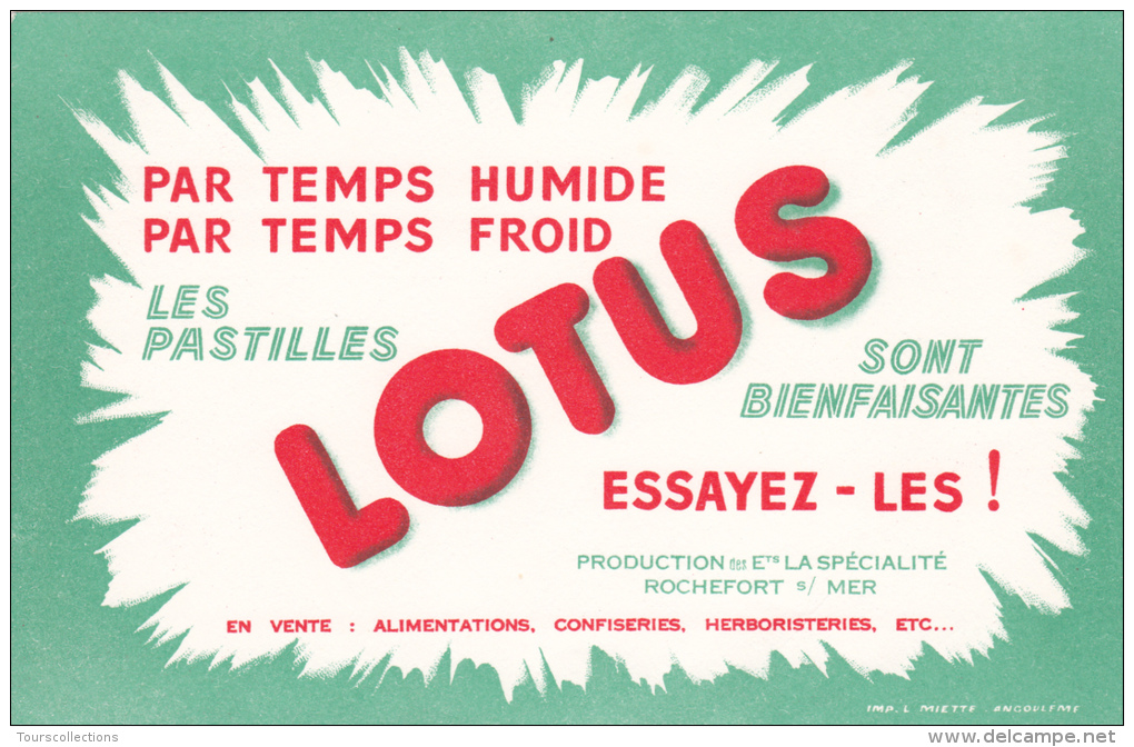 BUVARD PASTILLES LOTUS @ Spécialité Rochefort Sur Mer - Sucreries & Gâteaux