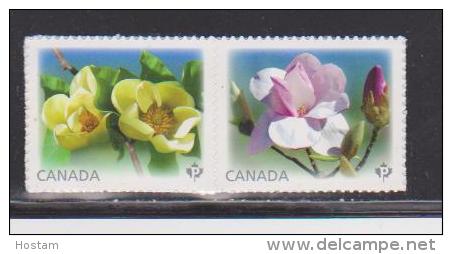 CANADA 2013,  Magnolia  Pair  Stamp From Booklet - Timbres Seuls