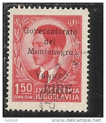 OCCUPAZIONE ITALIANA MONTENEGRO 1942 GOVERNATORATO BLAK OVERPRINTED SOPRASTAMPA NERA LIRE 1,50 D USED - Montenegro