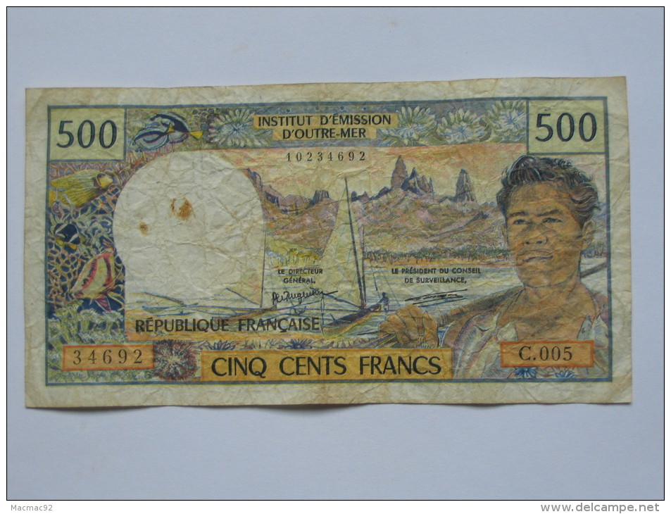 Rare Et Recherché Billet De 500 Francs  NOUVELLE CALEDONIE - NOUMEA - Institut D´émission D´Outre-mer. - Nouvelle-Calédonie 1873-1985