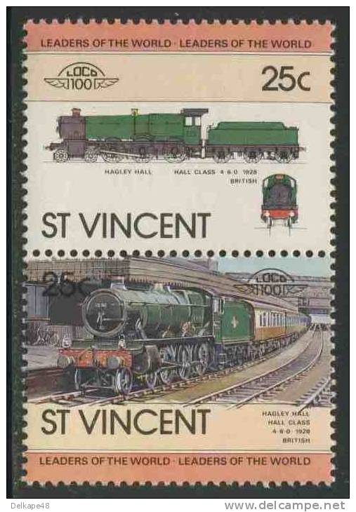 St. Vincent 1983 Mi 684 /5 YT 702 /3 SG 748 /9 ** "Hagley Hall", Hall Class 4-6-0, 1928 - British - Trains