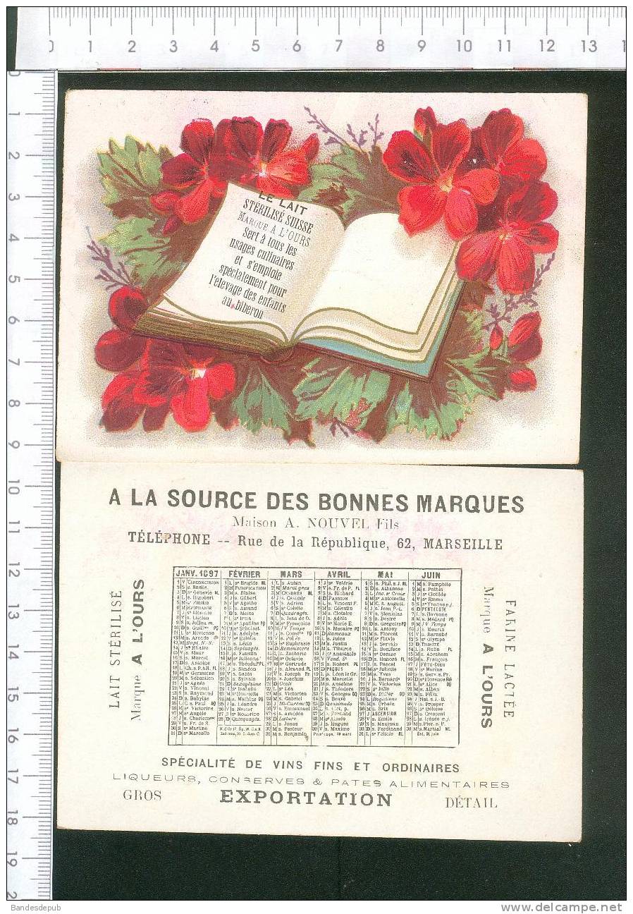 Marseille Lait Stérilisé Suisse Marque à  L´ Ours Pour Biberon élevage Enfant Jolie Chromo Calendrier 1897 Livre Fleurs - Kleinformat : ...-1900