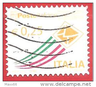 ITALIA REPUBBLICA USATO  - 2013 - Posta Italiana - Serie Ordinaria - € 0,25 - S. ------- - 2011-20: Gebraucht