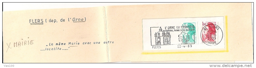 FLERS, FLAMMA, FLAMME SUR FRAGMENT, 1983, FRANCE - 1969 Montgeron – Weißes Papier – Frama/Satas