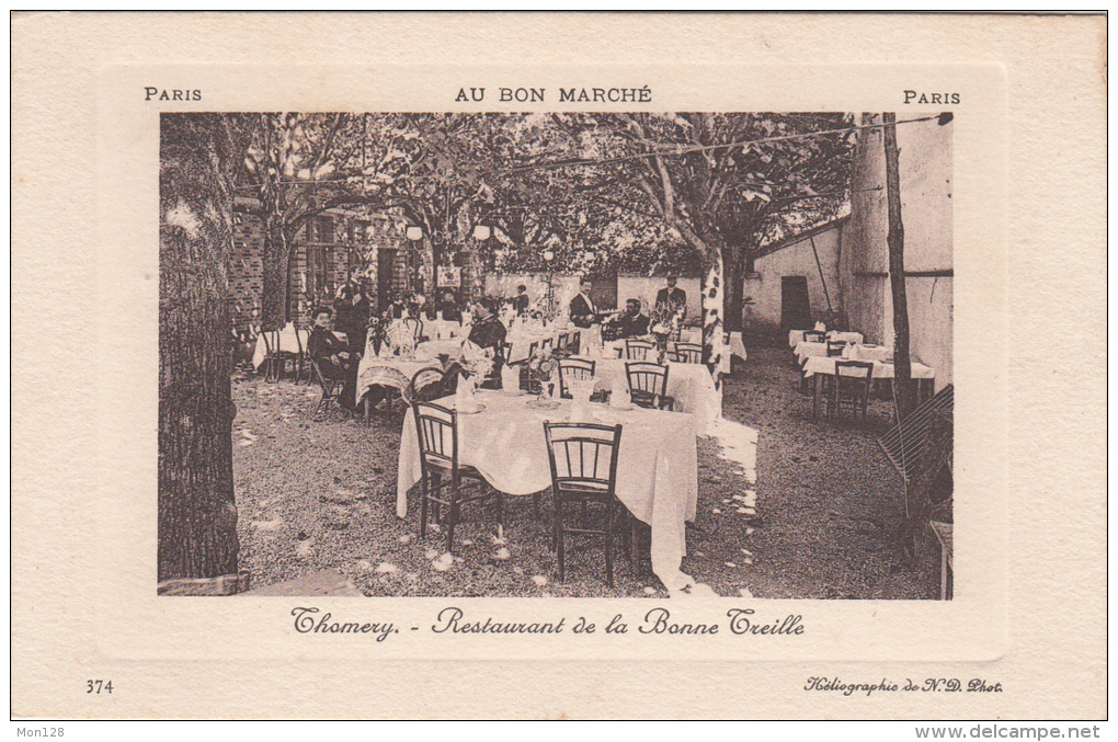 THOMERY (77)  RESTAURANT DE LA BONNE TREILLE (publicité AU BON MARCHE PARIS) - Altri & Non Classificati