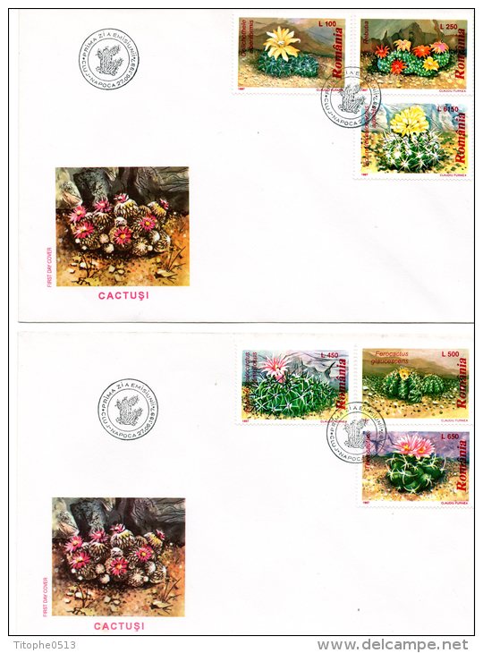 ROUMANIE 1997. N°4389-94 Sur 2 Enveloppes 1er Jour. Cactus - Cactus