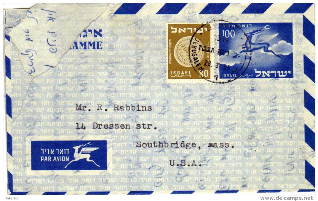 472- Aereograma Jerusalem 1955, Israel - Poste Aérienne