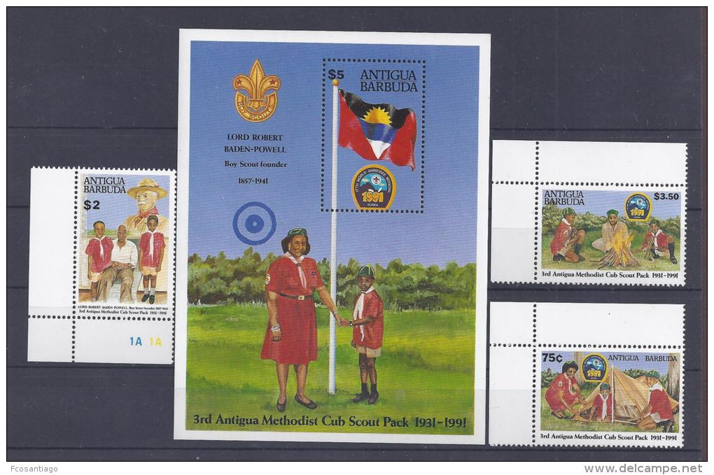 SCOUTS - ANTIGUA 1991 - Yvert #1379/81+H210 - MNH ** - Otros & Sin Clasificación