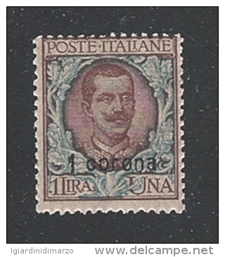 DALMAZIA - Terre Redente Occupaz. Italiana -1921-22  Valore 1 Corona Su Lire Una, Nuovo S.t.l.-soprastampato 1 Corona.. - Dalmatie