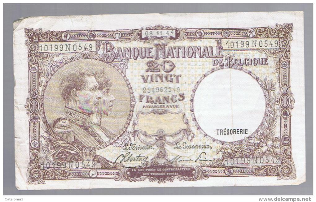 BELGICA -  20 Francs  3/01/44  P-111 - Zu Identifizieren