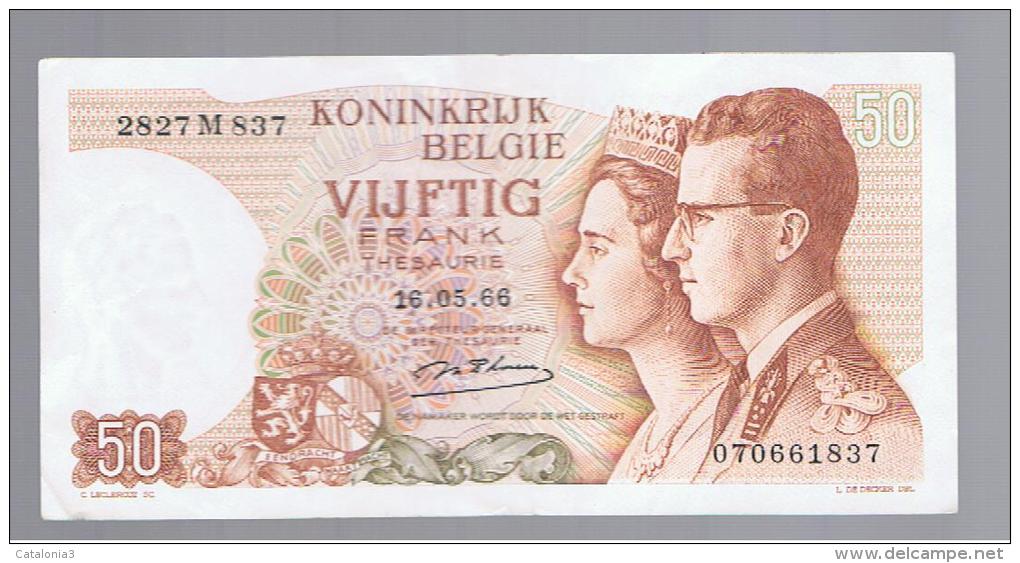 BELGICA -  50 FRANCS  1966 P-139 - To Identify