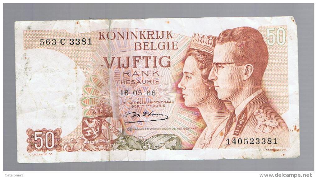 BELGICA -  50 Francs  1966 Rotura   P-139 - Te Identificeren