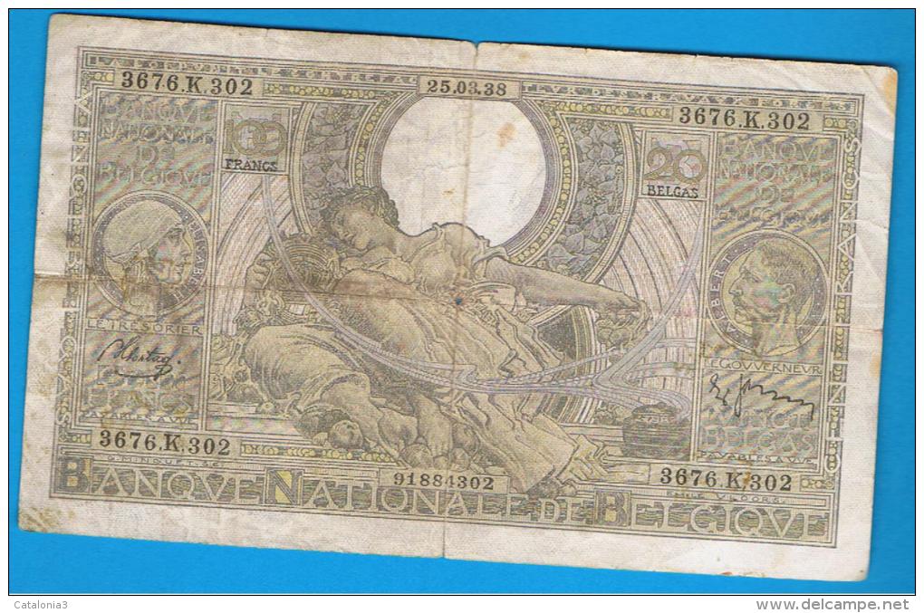 BELGICA -   100 Francs / 20 Belgas 1938 - A Identificar