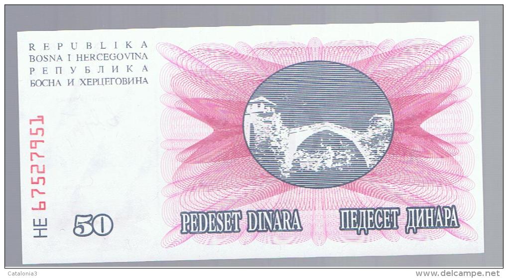 BOSNIA - 50  Dinara 1992 SC  P-12 - Bosnië En Herzegovina