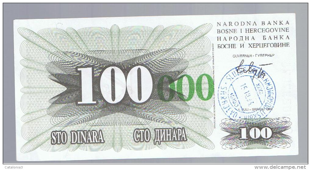 BOSNIA - 100.000  Dinara 1993 SC  P-56 - Bosnien-Herzegowina