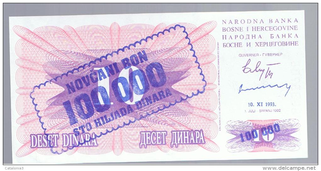 BOSNIA - 100.000  Dinara 10/11/93  P-34 - Bosnia And Herzegovina
