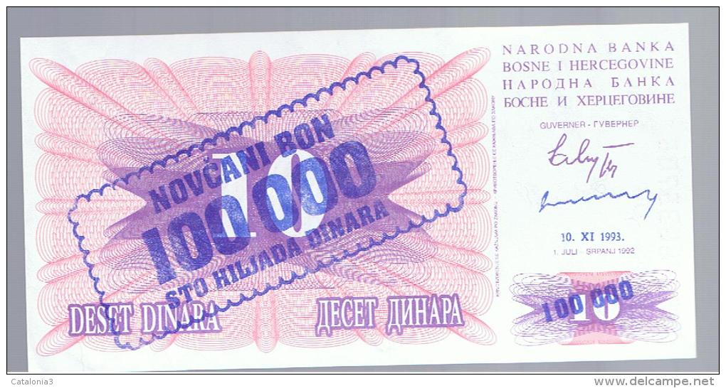 BOSNIA - 100.000  Dinara 10/11/93  P-34 - Bosnia Y Herzegovina