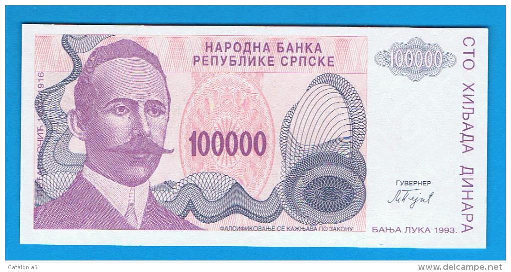BOSNIA  (Serbia) - 100.000  Dinara 1993  SC  P-151 - Bosnië En Herzegovina