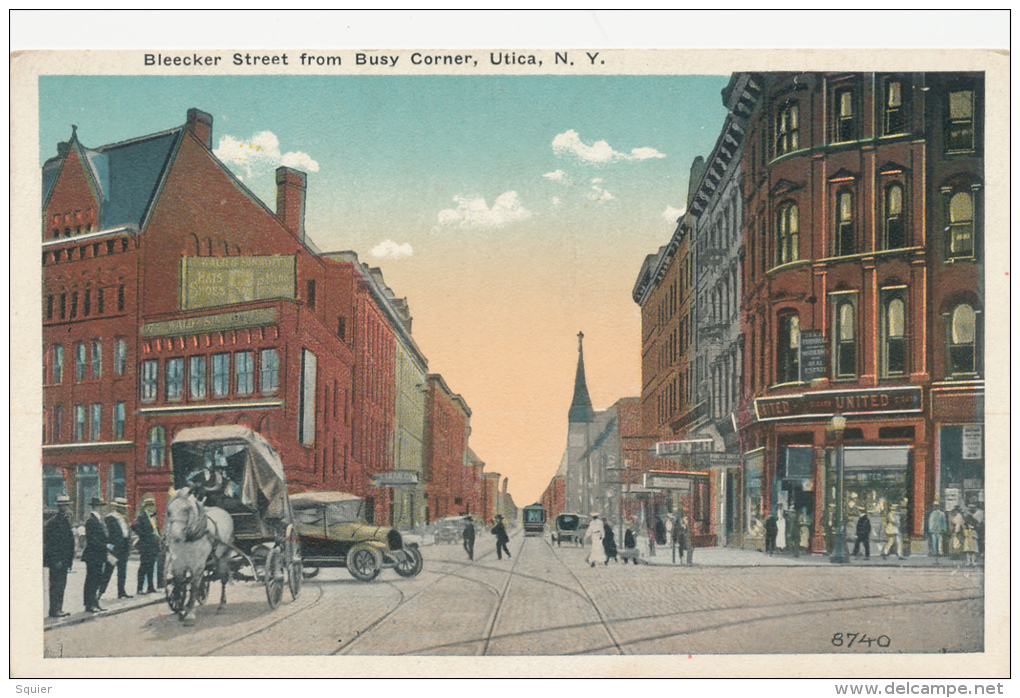 Utica, Bleecker Street From Busy Corner, Transport - Utica