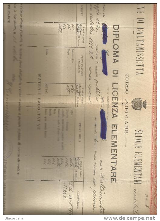 CALTANISSETTA: DIPLOMA LICENZA ELEMENTARE 13.10.1920 CM 43 X 31 - Diploma's En Schoolrapporten