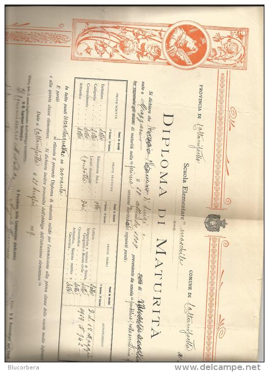 CALTANISSETTA DIPLOMA DI MATURITA' 1919 CM 38 X 30 PRES. ANGELO GENNUSO COMM. NATALE - Diplomas Y Calificaciones Escolares