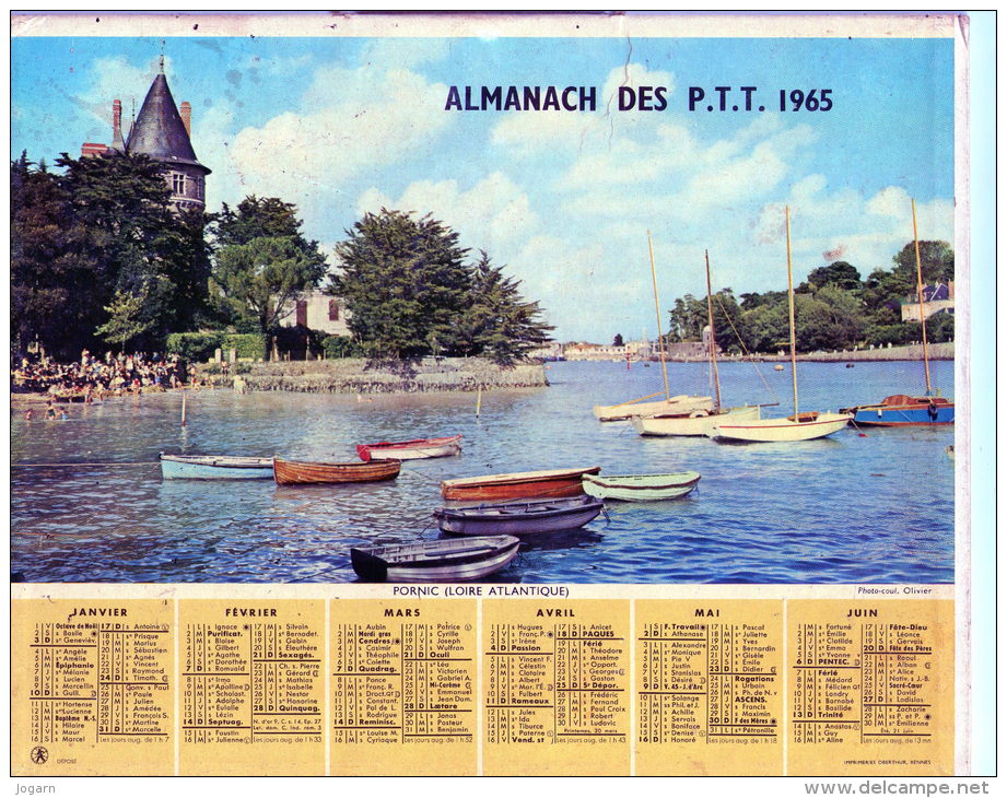 ALMANACH DES P.T.T. - 1965 - OBERTHUR - ILLE ET VILAINE - Grossformat : 1961-70
