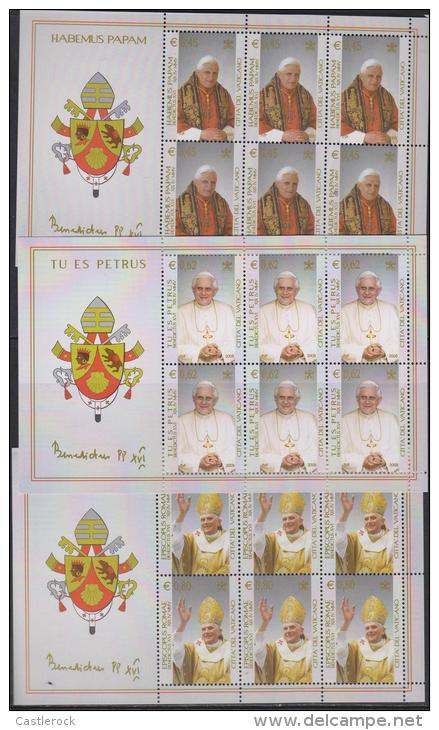 G)2005 VATICAN, POPE BENEDICT XVI 3 SOUVENIR SHEET, MNH - Unused Stamps