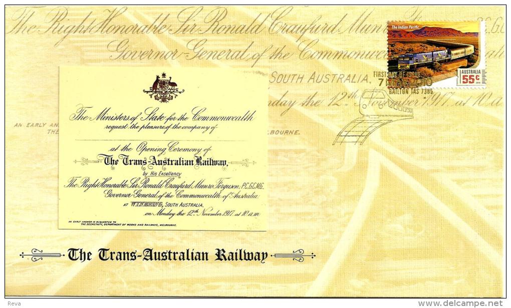 AUSTRALIA SPECIAL FDC TRANS AUSTRALIAN RAILWAY TRAIN  1 STAMP OF 55 CENTS  DATED 07-05-2010 CTO SG? READ DESCRIPTION !! - Covers & Documents