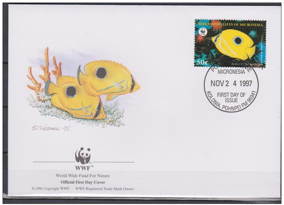 Micronesia, 1997, WWF, Tropical Fishes, 4 FDC´s - Fishes